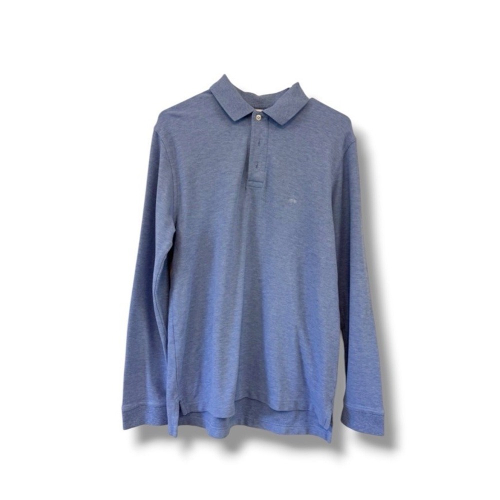 Brooks Brothers 346 Men's Sz Sm Medium Blue Performance Polo Long Sleeve Preppy